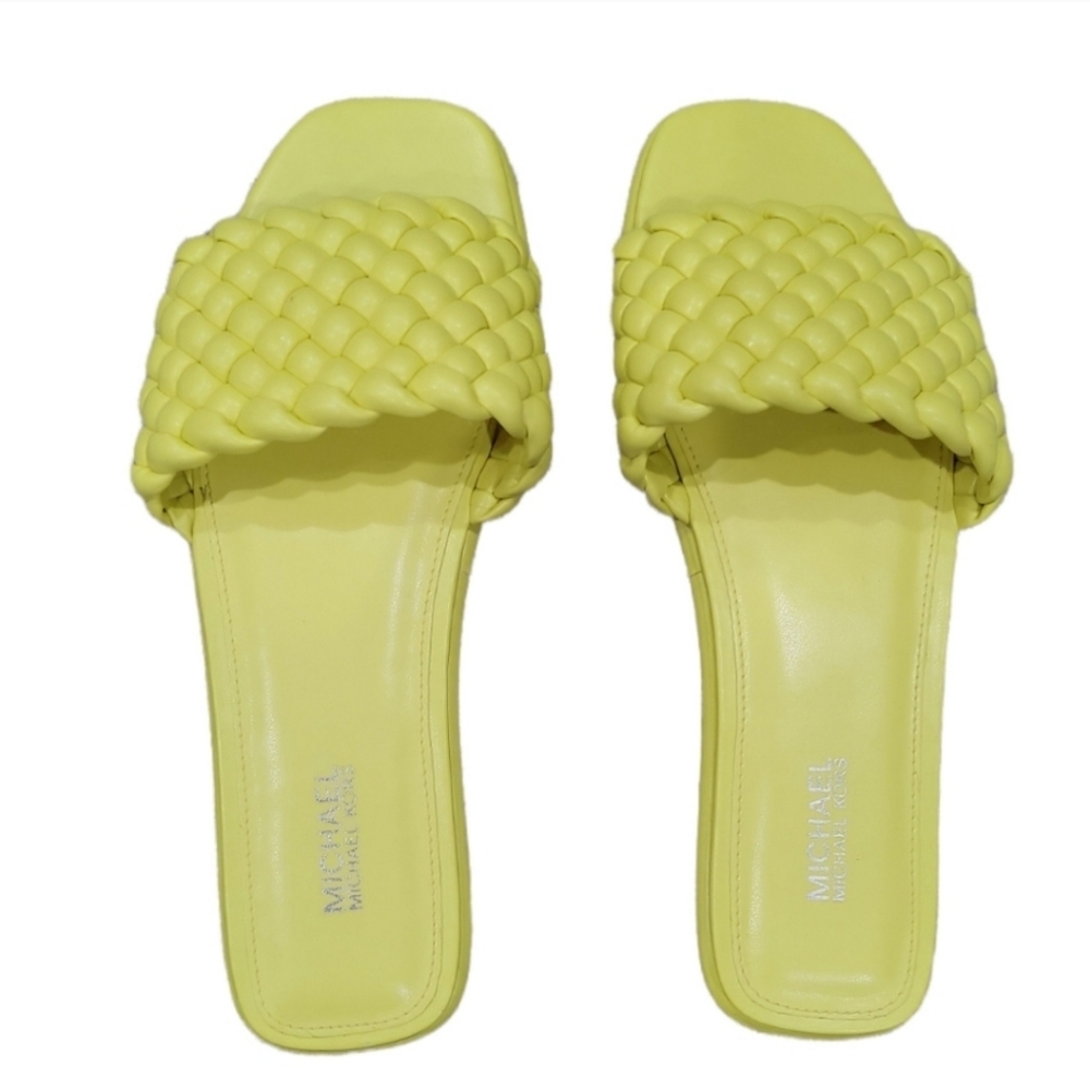 Michael Kors Amelia Yellow Braided Slide Sandal Size 6.5
